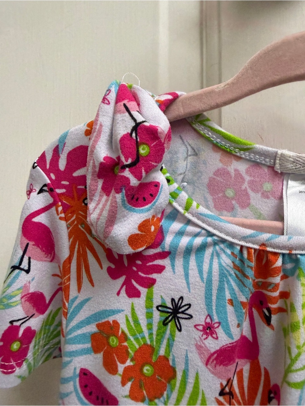 Forever Me Girls' 4 Pink Multi Flamingo & Tropical Print Dress Shoulder Ties - Picture 2 of 8